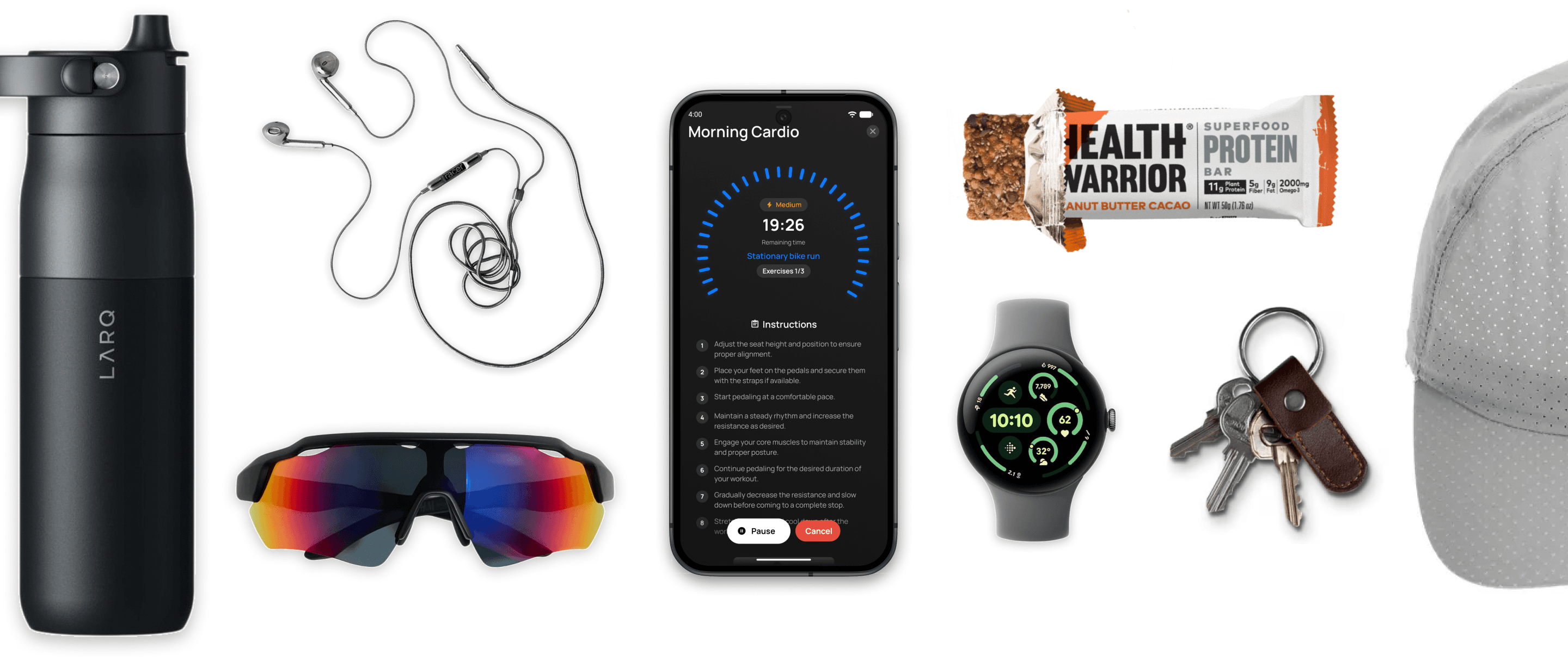 Doo It! screens showing workouts, progress, muscles and reminders